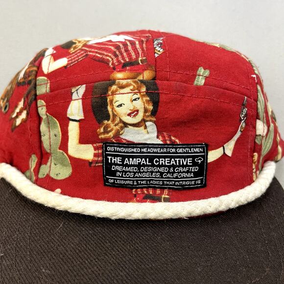 The Ampal Creative Hat Cap 5 Panel Red Brown Rope Cowgirl Cowboy Western Print - Picture 3 of 7